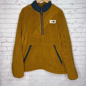 The North Face Mustard Sherpa Quarter Zip Pullover | Gorpcore Cozy Essential XL